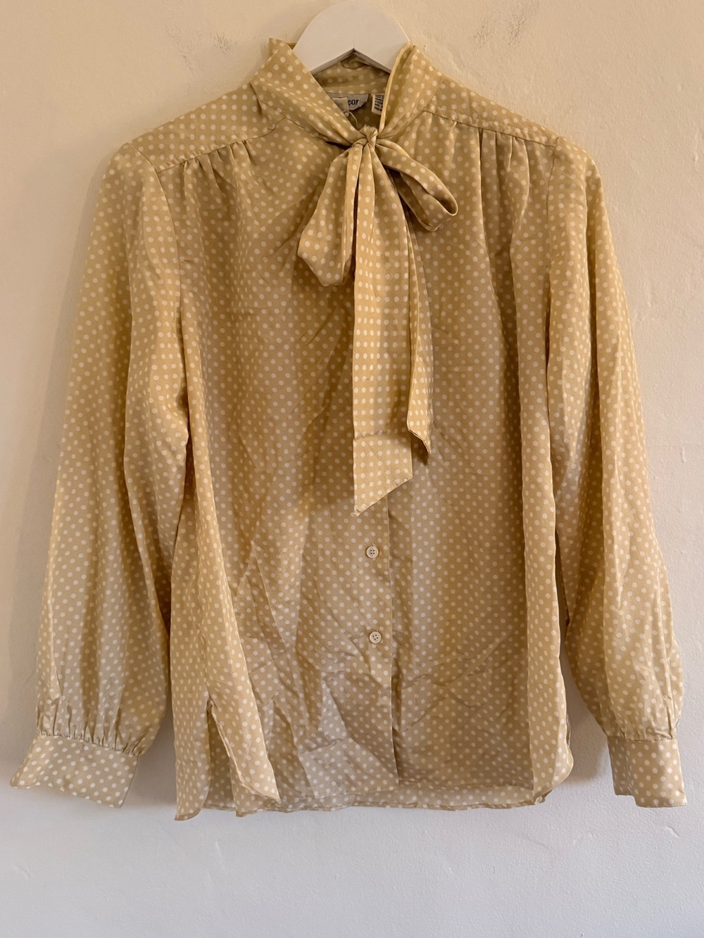 Vintage Evan Picone Cream Polka Dot Blouse